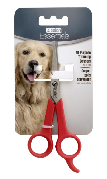 Le Salon Essentials Dog All Purpose Trimming Scissors  Use the scissors to trim around your pet's delicate areas such as the ears, nose, and other parts of your dog's body. Blunt safety tips help to prevent accidents.