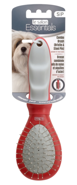 Le Salon Essentials Dog Combo Brush Small A 2-in-1 grooming brush that removes dead hair while penetrating deep into the coat to lift out dirt and debris. Suitable for the general grooming of most breeds.