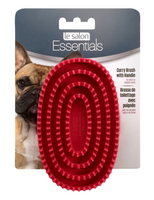 Le Salon Essentials Dog Rubber Curry Grooming Brush With Loop handle  Recommended for short and/or smooth coated breeds. This brush should not be used on matted or tangled fur.