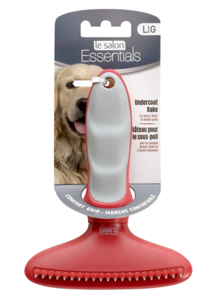 Le Salon Essentials Dog Undercoat 21 Pin Rake The undercoat rake is a specialized tool that helps loosen thick undercoat hair. The dead hair can then be removed by regular brushing. Recommended for long-haired and/or double-coated breeds.