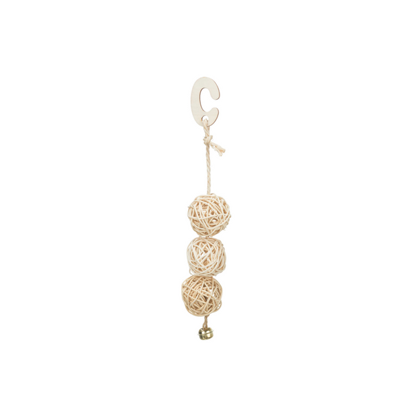 3 Rattan Balls with Bell 24cm
