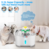 Pet Water Fountain (2.5L) with Stainless Steel Top and 2 Flower Spouts