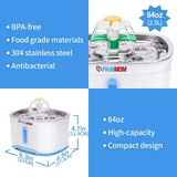 Pet Water Fountain (2.5L) with Stainless Steel Top and 2 Flower Spouts