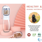 Portable Dog Water Bottle with Built-In Food Container & Drinking Feeder