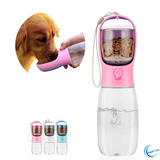 Portable Dog Water Bottle with Built-In Food Container & Drinking Feeder