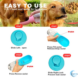 Portable Dog Water Bottle with Built-In Food Container & Drinking Feeder