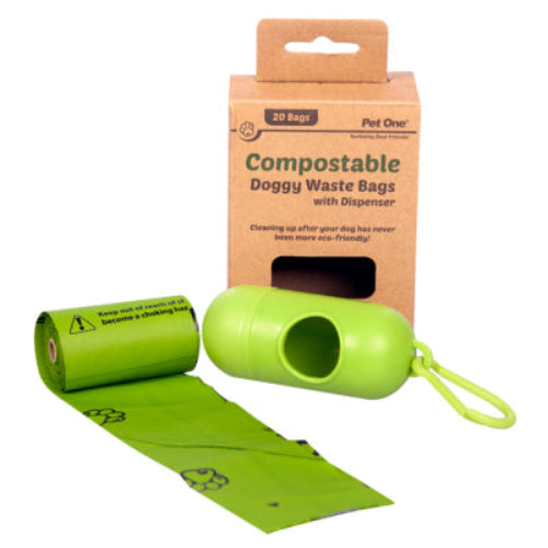 Safe and eco-friendly solution for picking up after your dog
Waste bags made from cornstarch can be composted at home
Each bag will break down naturally, with no toxic substances released into your compost
Compostable doggy waste bags meet the Australian Standard for Composability AS4736
20 compostable bags per roll
Dispenser easily attaches to leash or harness with included clip