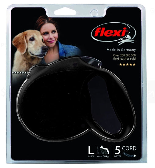Flexi Standard 3 - 5m Black (L) Retractable Cord Leash