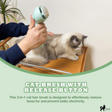 SleekFur Pet Steam Brush with Release Button Self Clean and Spray Mist for Cats Dogs Bunnies Hair Removal