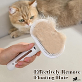 SleekFur Pet Steam Brush with Release Button Self Clean and Spray Mist for Cats Dogs Bunnies Hair Removal