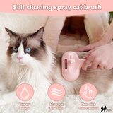 SleekFur Pet Steam Brush with Release Button Self Clean and Spray Mist for Cats Dogs Bunnies Hair Removal