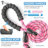 TUGZEE Dog Leash with Comfortable Padded Handle Reflective - Strong & Durable for Small Medium and Large Dogs
