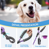 TUGZEE Dog Leash with Comfortable Padded Handle Reflective - Strong & Durable for Small Medium and Large Dogs