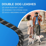 TUGZEE Dual Dog Leash with Shock Absorbing Reflective