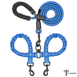 TUGZEE Dual Dog Leash with Shock Absorbing Reflective