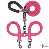 TUGZEE Dual Dog Leash with Shock Absorbing Reflective