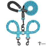 TUGZEE Dual Dog Leash with Shock Absorbing Reflective