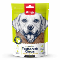 Wanpy All Natural Tooth Brush Chews Chicken Flavour Dog Treats  Wanpy Dog treats are a delicious treat with a scrumptious protein source that dogs adore ranging from mouth-watering biscuits, jerky to freeze dried. All Wanpy treats are made with high-quality ingredients – designed and built based on human consumption standards.  Key Benefits:  100% Natural Oral care Promotes healthy chewing Reduces tartar build up