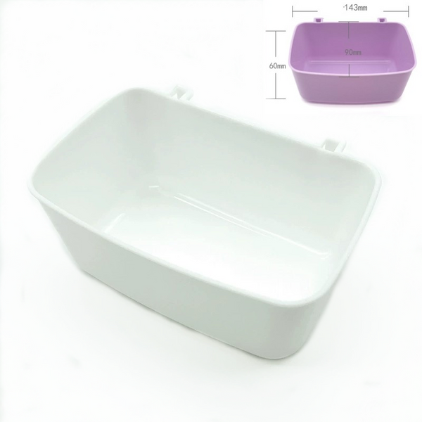 Pet Feeder Waterer Bowl with Hook Hanging Design White