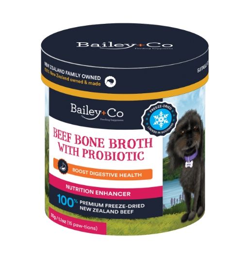 Bailey+Co Beef Bone Broth with Probiotic – Boost Digestive System 30g (15 Paws