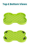 LickiMat - Slodog - Green  Your dog can see all the food in one place and not have to chase it around a maze.  Avoids frustrating your dog.  Takes up to two cups of dry or wet food.  Easy to use: Simply pour the food and shake it around.  It will disperse evenly very quickly.