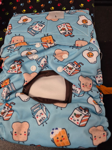 Breakfast Print Reusable Pet Nappy, size S