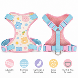Pastel Bear Adjustable Dog Harness – Lightweight Mesh Vest Harness for Small Dogs & Puppies