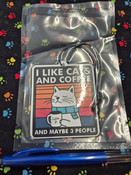 I Like Cats and Coffee and maybe 3 people, Car Air Freshener