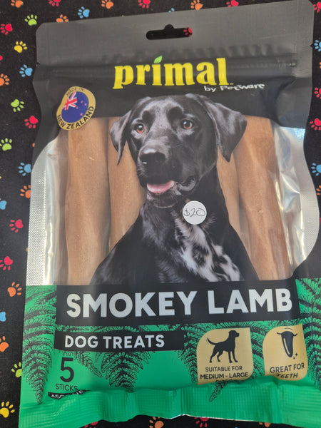 Primal Dog Treats Smokey Lamb 5pk -450g