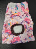 Pink Unicorn Print Reusable Pet Nappy, size S