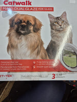 Catwalk Glass Fitting Large Cat Door / Small Dog Dual Glaze White