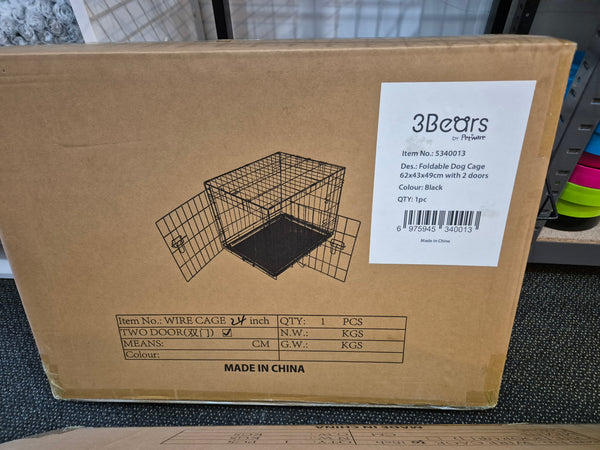 IN STORE PICK UP ONLY - 3Bears Foldable Dog Cage with Divider 62x43x49cm