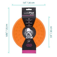 LickiMat - Splash - Orange  LickiMat® Splash™ is the perfect distractor for grooming and bathing.  Also perfect for vertical surfaces.    The Splash is the only LickiMat with a suction cup.  