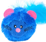 ZippyClaws refillable blue mouse cat toy with fluffy tail and catnip pouch