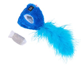 ZippyClaws refillable blue mouse cat toy with fluffy tail and catnip pouch