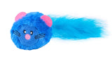 ZippyClaws refillable blue mouse cat toy with fluffy tail and catnip pouch