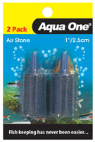 Aqua One Air Stone - 2.5cm Cylinder - 2pk. Aqua One Air Stones provide ample oxygen and water movement, assist in releasing carbon dioxide build-ups and add an aesthetically pleasing element to your aquarium.  Features & Benefits:  Provides ample oxygen and water movement within your aquarium Assists in releasing carbon dioxide build-up Releases a constant stream of fine small bubbles that will not disturb your aquatic inhabitants Encourages healthy bacteria growth