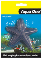 Aqua One Air Stone - Star Fish 85x85mm. Aqua One Air Stones provide ample oxygen and water movement, assist in releasing carbon dioxide build-ups and add an aesthetically pleasing element to your aquarium.  Features & Benefits:  Provides ample oxygen and water movement within your aquarium Assists in releasing carbon dioxide build-up Releases a constant stream of fine small bubbles that will not disturb your aquatic inhabitants Encourages healthy bacteria growth