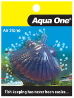 Aqua One Air Stone - Shell Fish 50x35mm. Aqua One Air Stones provide ample oxygen and water movement, assist in releasing carbon dioxide build-ups and add an aesthetically pleasing element to your aquarium.  Features & Benefits:  Provides ample oxygen and water movement within your aquarium Assists in releasing carbon dioxide build-up Releases a constant stream of fine small bubbles that will not disturb your aquatic inhabitants Encourages healthy bacteria growth