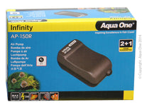 Aqua One Infinity Air Pump AP150R  Aqua One Infinity Airpumps assist in aerating your aquarium with a powerful, circulating air flow.  Infinity Airpumps are energy efficient and include everything you need to maintain adequate oxygen and water movement within your aquarium.