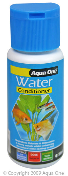 Aqua One Water Conditioner 50ml. Aqua One Water Conditioner is essential when filling water into your aquarium for the first time or when changing water in an existing aquarium.