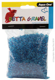 Aqua One Gravel - Betta Glass Blue 350g. Let Aqua One Betta Gravel bring colour and life into your aquarium! The aquarium safe Betta Gravel is available in two different styles to create two different eye-catching looks. Whether you choose Glass or Metallic, either range comes in many colours to choose from. Gravel serves multiple aesthetic and practical purposes in the aquarium.