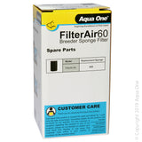 Aqua One Filter Air 60 Air Filter. Aqua One FilterAir is a simple sponge filter filtration system that is easy to use. The sponge filter assists in the breakdown of harmful waste, providing a healthy environment for your aquarium inhabitants. Low flow filters are ideal for fish that are sensitive to high flow and assists in keeping fry, shrimp or vulnerable fish safe when unable to withstand a standard filter intake.