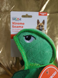 Xtreme Seamz Dino Green Medium by Outward Hound. Cat toys, Kitten toys, Dog toys, Puppy toys, Dog collar, Puppy collar, Dog lead, Dog harness, Dog treat, Cat harness, Cat collar, Rabbit harness, Cat treat, Dog bed, Rabbit treat, Rabbit food, Guinea pig food, Rat treats, Bird toys and more available at Animal Addiction Pet Supplies.