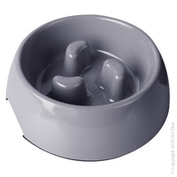Pet One Melamine Bowl - Round Slow Down Feeder 600ml Light Grey  Feeding time is made simple with Pet One Melamine Dog Bowls; with anti skid base, high quality melamine and removable stainless steel bowl, this bowl is certain to last for years!  With a variety of shapes and sizes you are sure to find the right bowl for your furry friend!