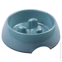 Pet One Melamine Bowl - Round Slow Down Feeder 300ml Blue Stone  Feeding time is made simple with Pet One Melamine Dog Bowls; with anti skid base, high quality melamine and removable stainless steel bowl, this bowl is certain to last for years!  With a variety of shapes and sizes you are sure to find the right bowl for your furry friend!