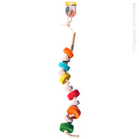 Bird Toy Lanyard Wooden Blocks with Pumice 70cm. Bird toys encourage exercise and enrichment to keep your bird mentally stimulated Playtime can decrease stress and boredom and provide a sense of independence in your bird Fun and colourful design will look great in any cage Provides endless hours of enjoyment for you and your bird Easily attaches to your birds cage Durable bird safe construction