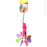 Bird Toy Acrylic Propeller with Bell 25cm. Avi One Bird Toys are designed to provide enrichment and entertainment for your avian pet. Providing environmental enrichment for your pet bird enhances their quality of life, instincts and overall health and wellbeing.  Create different activities for your bird by introducing a variety of toys, textures and styles.