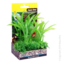 Ecoscape Small Crinum Green  Aqua One’s Artificial Plants will add vibrancy and a fresh look to any aquarium. Each plant features a weighted base to make aquascaping easy.  You are sure to find plant or two to suit your aquarium from the large range available from Aqua One!  Specifications: 10cm tall.