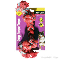 Dog Toy Braided Rope With Knots Red/Blue 20cm. Features & Benefits:  Rope toys assist in interactive play. Helps keep teeth clean and massages gums. Interactive dog toys can assist in relieving boredom and decreasing anxiety. Provides great physical and mental stimulation. Rope and ball toys are perfect for fetch and tug of war. Non-toxic. Suitable for: Dogs.